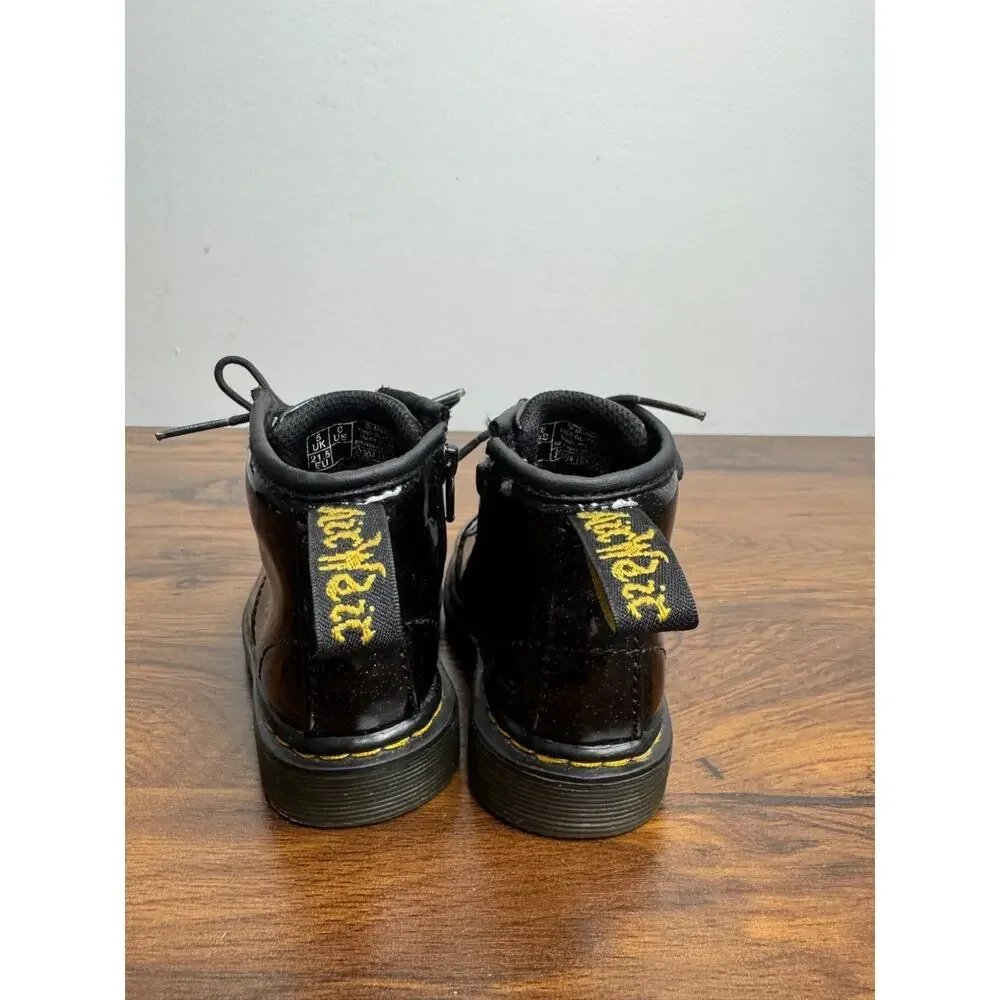 Dr Martens Girls 1460 J Cosmic Black Glitter‎ Size zip Boots Size 6